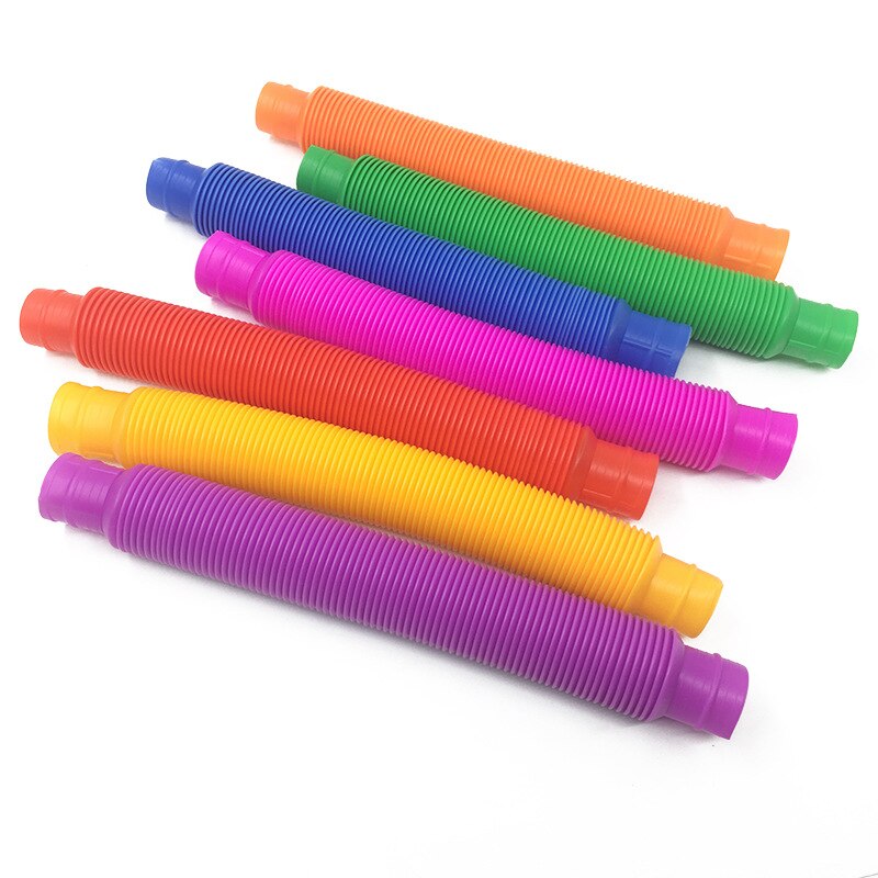10/50/1000pcs Children Vent Decompression Toys Telescopic Bellows Sensory Toys Color Stretch Tube Funny Telescopic Tube Toy