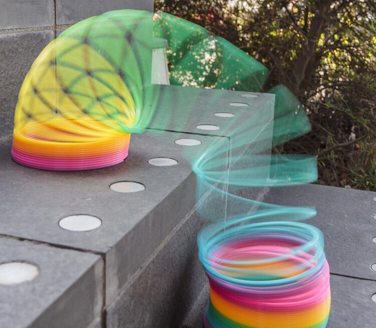 Color Rainbow Circle Magic Circle Down Stairs Creative Decompression 7 color spring ring Children's Toys birthday present