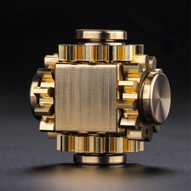 Fingertip gyro gear linkage cube pure copper mechanical finger gyro adult decompression toy gift craft