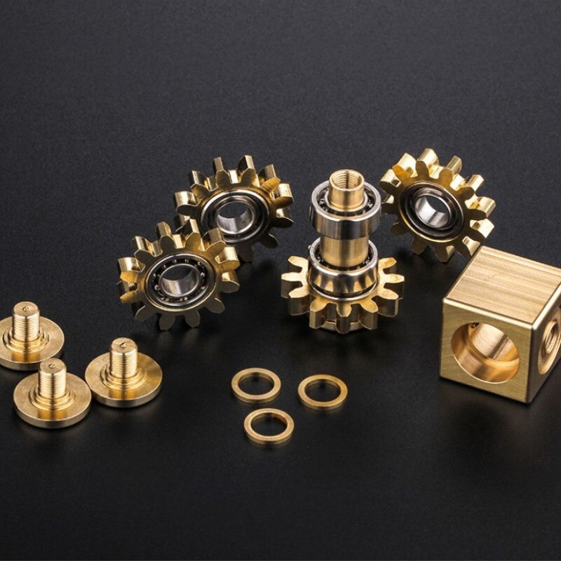 Fingertip gyro gear linkage cube pure copper mechanical finger gyro adult decompression toy gift craft