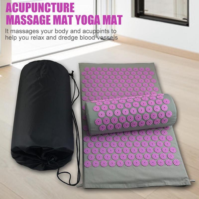 Massage Yoga Mat Acupressure Massager Cushion Stress Relieve Back Body Pain Spike Mat Acupuncture Massage Yoga Mat with Pillow