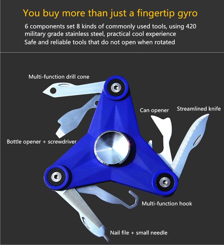 Multi-Function Creative Army Knife EDC Hand Spinner Tool For Adult Decompression Fidget Spinner Toy Metal Finger Gyro