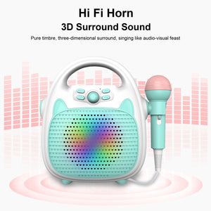 NEW Kids Karaoke Machine Toy  Wireless Bluetooth Speaker With Microphone And Led Young Children Early Lessons Decompression Toy