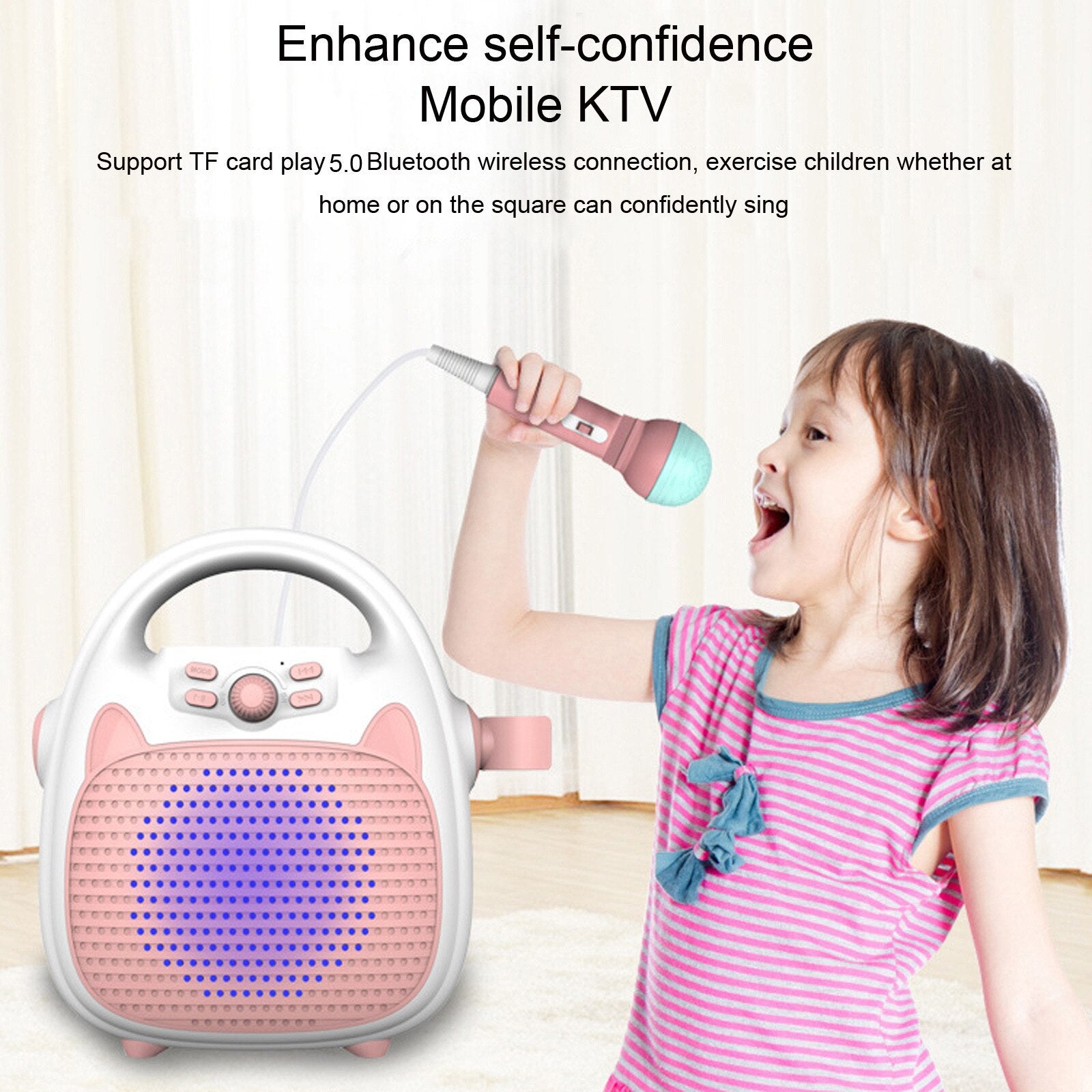 NEW Kids Karaoke Machine Toy  Wireless Bluetooth Speaker With Microphone And Led Young Children Early Lessons Decompression Toy