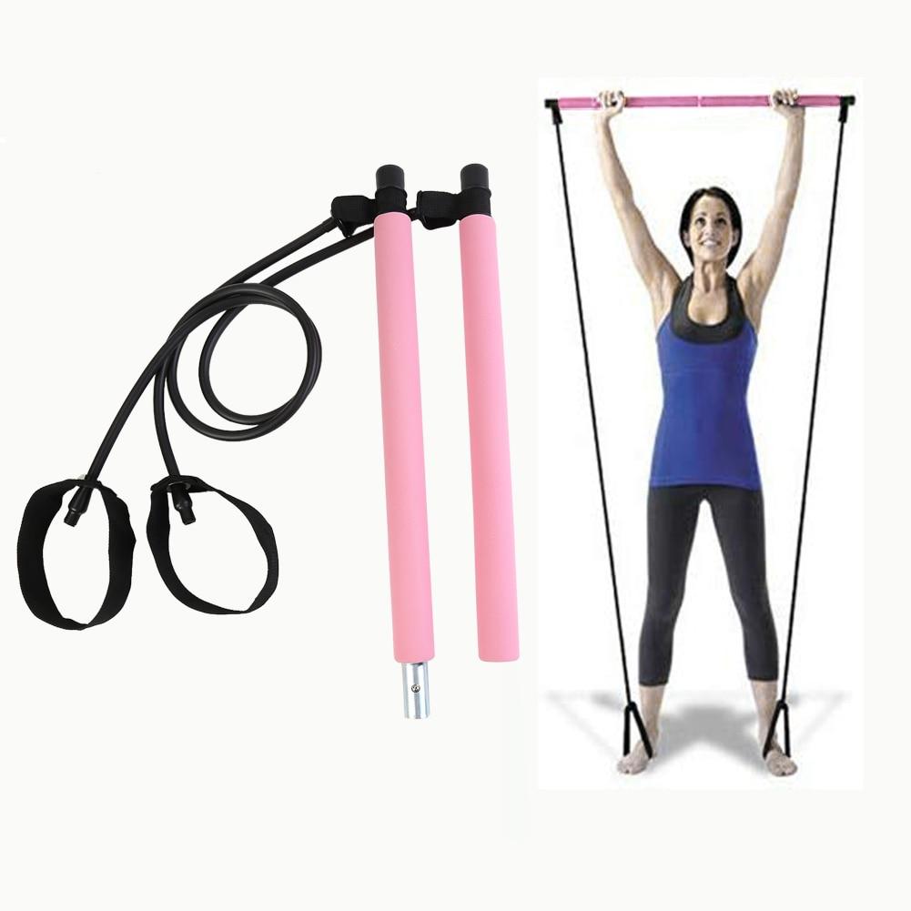 Pilates Bar Stick Practical Operation Simple Conveninently with Resistance Band for Gym Home Fitness Body Workout Sports