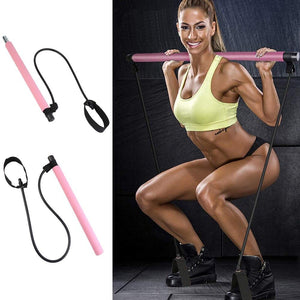 Pilates Bar Stick Practical Operation Simple Conveninently with Resistance Band for Gym Home Fitness Body Workout Sports