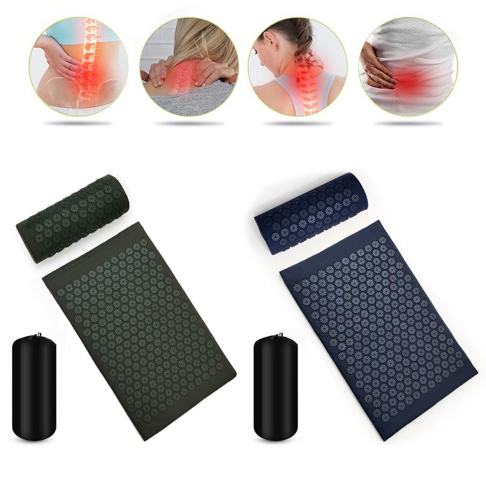 Professional Acupuncture Massage Cushion with Pillow Relieve Body Pain Stress Yoga Mat Set for Neck Waist Back Massage