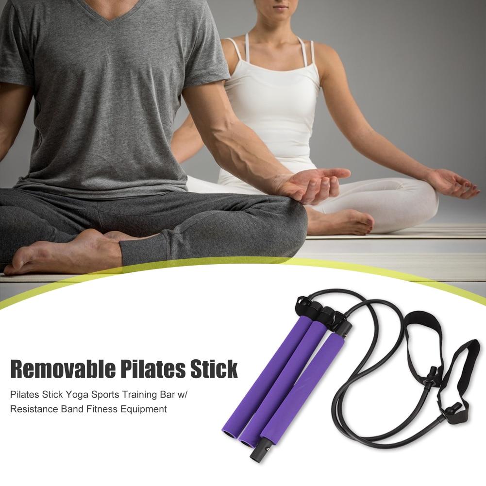 Removable Sports Body Building Training Bar Yoga Pilates Stick with Resistance Band Exerciser Equipments Gym Training