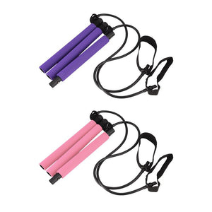 Removable Sports Body Building Training Bar Yoga Pilates Stick with Resistance Band Exerciser Equipments Gym Training