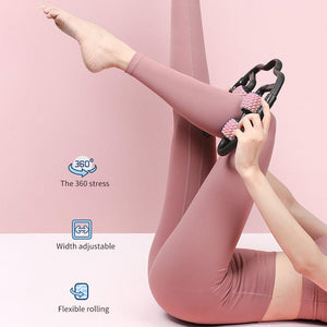 Slimming Roller Massager Four-wheel Handheld Fitness Gym Yoga Pilates Sports Massage Stick for Arm Leg Neck Muscle Tissue