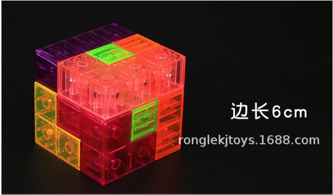 Transparent Magnetic Cube Decompression Puzzle 3D Assembling Variety Magnetic Building Block Toys 7 + 54 Cards