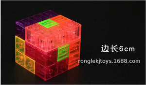 Transparent Magnetic Cube Decompression Puzzle 3D Assembling Variety Magnetic Building Block Toys 7 + 54 Cards